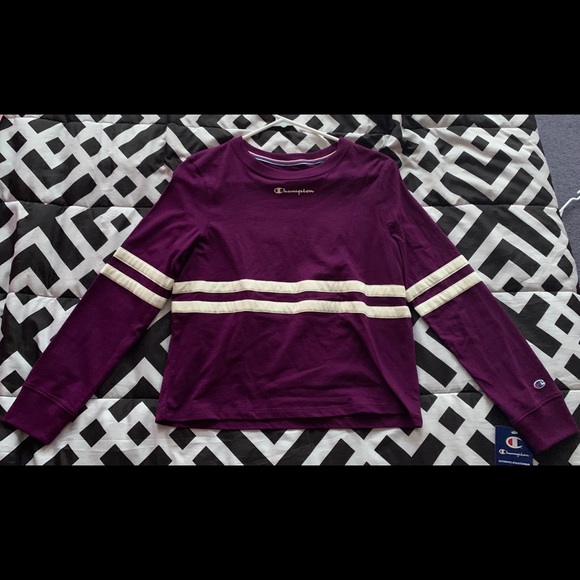 champion striped long sleeve tee